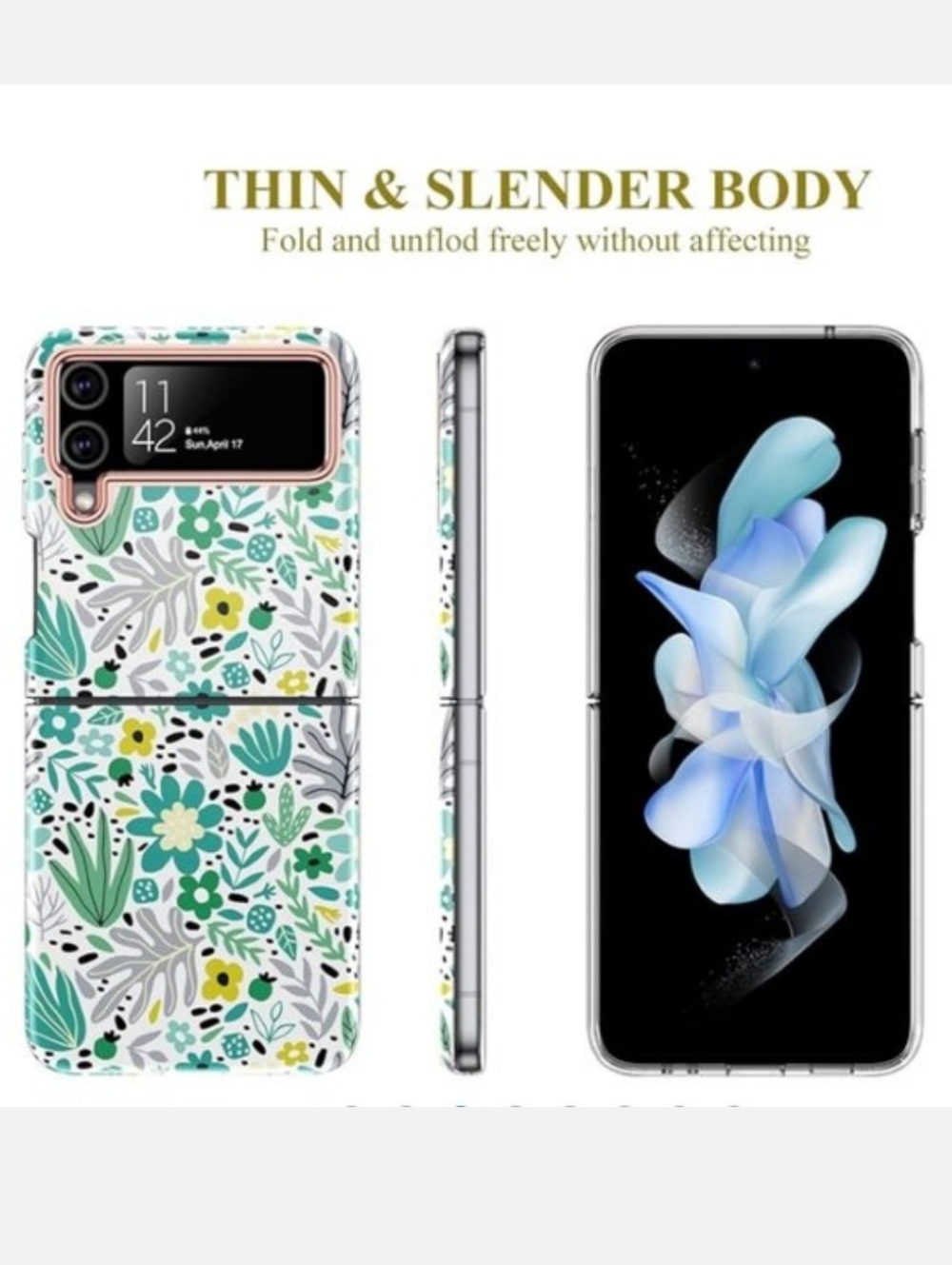 ☀️ NEW Samsung Galaxy Z Flip4 Floral/Rose Gold Case/Cover 6.7 inch - Picture 4 of 7